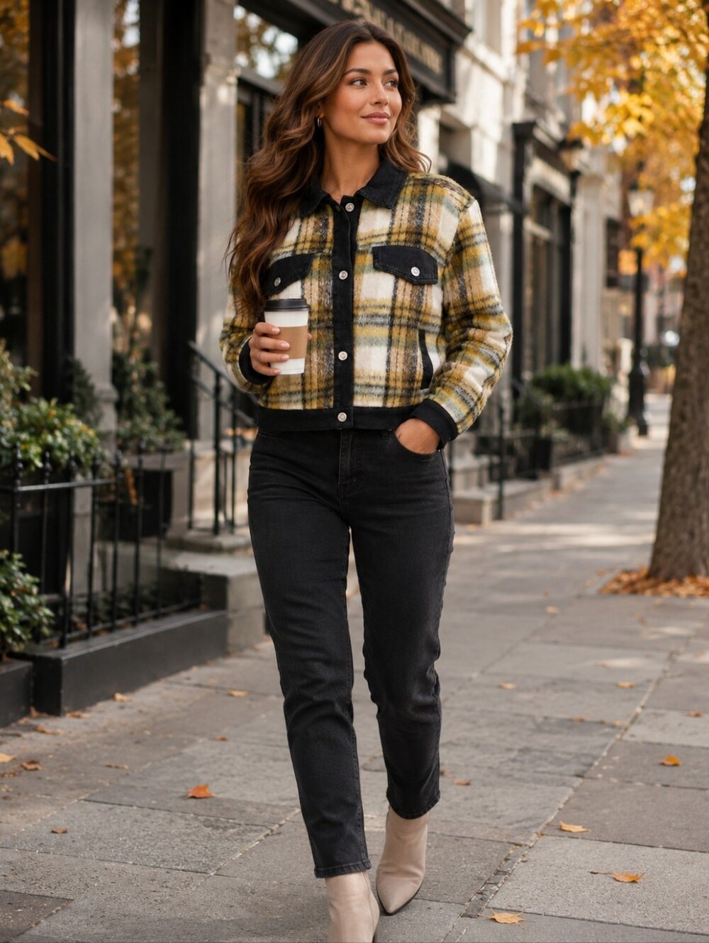 Republic Clothing Plaid Cropped Jacket – Size L, NWT